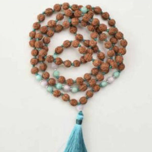 8mm Natural Rudraksha Aquamarine Jade Necklace Keychain Chakra Silver Reiki