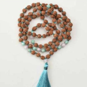 8mm Natural Rudraksha Aquamarine Jade Necklace Keychain Chakra Silver Reiki