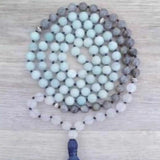 Spectrolite Amazonite Rose Crystal Beads Necklace Reiki Quartz Gift