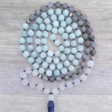 Spectrolite Amazonite Rose Crystal Beads Necklace Reiki Quartz Gift