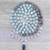 Spectrolite Amazonite Rose Crystal Beads Necklace Reiki Quartz Gift