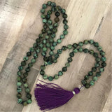 8mm African Turquoise 108 Beads Tassel Necklace Cuff Buddhism Healing
