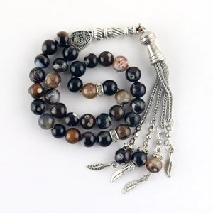 8mm Agate Round Ornament Beads 33 Islamic Rosary Muslim Tasbih Bracelet