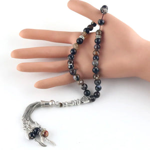8mm Agate Round Ornament Beads 33 Islamic Rosary Muslim Tasbih Bracelet