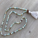 Natural Amazonite 108 Beads Gemstoneknot Necklace Bless Yoga Pray Chakra