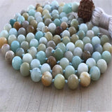 Natural Amazonite 108 Beads Gemstoneknot Necklace Bless Yoga Pray Chakra