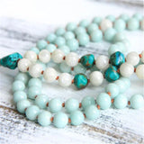 Natural Amazonite 108 Beads Tassel Necklace Wrist Prayer Spirituality