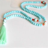 8mm Amazonite 108 Beads Tassel Necklace Spiritual Meditation