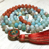 8mm Amazonite 108 Beads Necklace Healing Buddhism Reiki Wristband