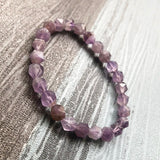 8mm Natural Amethysts Beaded Bracelet Faceted Amethysts Boho Bracelet
