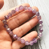 8mm Natural Amethysts Beaded Bracelet Faceted Amethysts Boho Bracelet