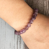 8mm Natural Amethysts Beaded Bracelet Faceted Amethysts Boho Bracelet