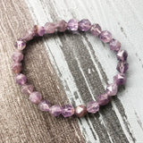 8mm Natural Amethysts Beaded Bracelet Faceted Amethysts Boho Bracelet