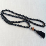 8mm Agate 108 Beads Tassels Necklace Wrist Chakra Colorful Cuff