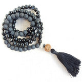 8mm Agate 108 Beads Tassels Necklace Wrist Chakra Colorful Cuff