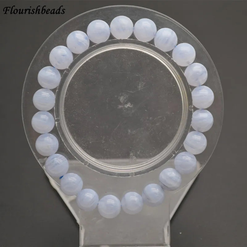 8mm Natural Lance Agate Round Bead Bracelet