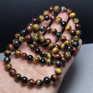 8mm Colorful Tiger Eye Stone Bracelet Beauty Wealth Gift