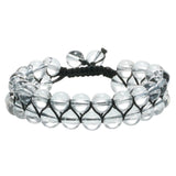 8mm Crystal Stone Beads Bracelet Double Layers Macrame Friendship Unisex