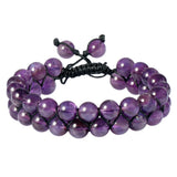 8mm Crystal Stone Beads Bracelet Double Layers Macrame Friendship Unisex