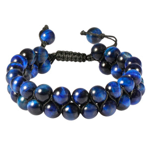 8mm Crystal Stone Beads Bracelet Double Layers Macrame Friendship Unisex