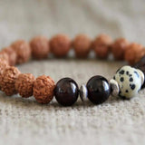 8mm Dalmatian Stone Garnet Rudraksha Beads Bracelet National Style