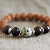 8mm Dalmatian Stone Garnet Rudraksha Beads Bracelet National Style