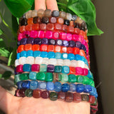 8mm Dragon Veins Agate Stone Beads Square Cube Spacer Jewelry DIY 15''