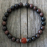 8mm Ebony Tiger Wood African Turquoise Beads Bracelet