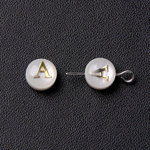 8mm Shell Letters Beads A-Z Alphabet Mother of Pearl Loose for Jewelry Making