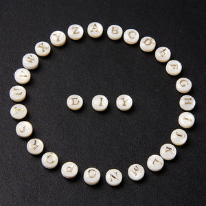 8mm Shell Letters Beads A-Z Alphabet Mother of Pearl Loose for Jewelry Making