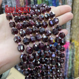 8mm Natural Garnet Beads Faceted Stone Loose Spacer Beads for Jewelry Making