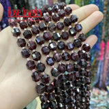 8mm Natural Garnet Beads Faceted Stone Loose Spacer Beads for Jewelry Making