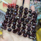 8mm Natural Garnet Beads Faceted Stone Loose Spacer Beads for Jewelry Making