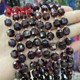 8mm Natural Garnet Beads Faceted Stone Loose Spacer Beads for Jewelry Making