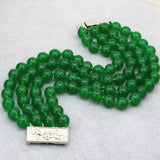 Natural Green Malaysia Chalcedony Jades Stone Round Beads Strand Bracelet