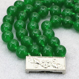 Natural Green Malaysia Chalcedony Jades Stone Round Beads Strand Bracelet