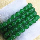 Natural Green Malaysia Chalcedony Jades Stone Round Beads Strand Bracelet