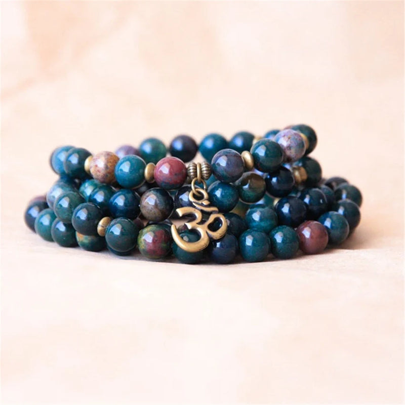 8mm Natural Agate 108 Beads Bracelet Chakra Meditation Spirituality Healing