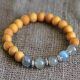 Labrador Gemstone Cedar Wood Bracelet Lucky Yoga Relief Chain