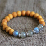 Labrador Gemstone Cedar Wood Bracelet Lucky Yoga Relief Chain