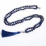 Lapis Lazuli Tiger Eye Stone Beaded Necklace Meditation Yoga Jewelry