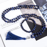 Lapis Lazuli Tiger Eye Stone Beaded Necklace Meditation Yoga Jewelry