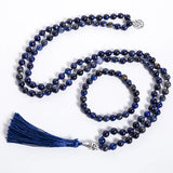 Lapis Lazuli Tiger Eye Stone Beaded Necklace Meditation Yoga Jewelry