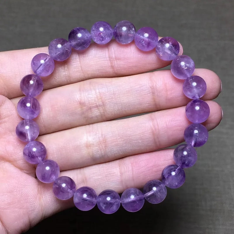 8mm Lavender Amethyst Quartz Bracelet Healing Luck Gift