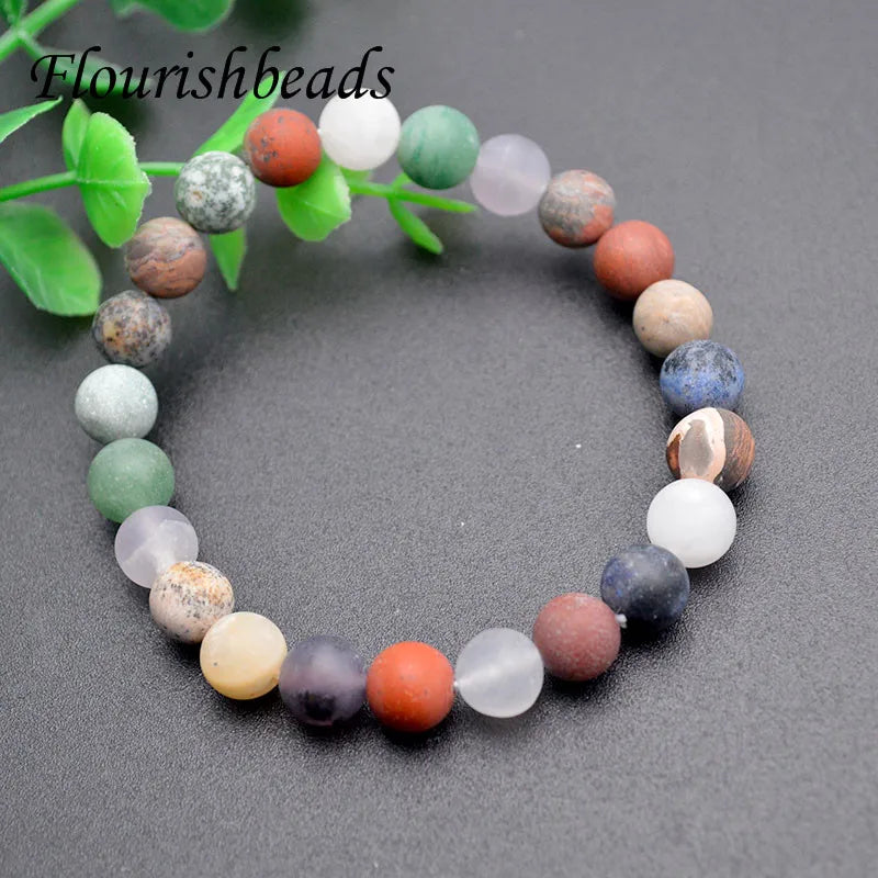 8mm Natural Matte Mix Stone Beads Round Loose Spacer Beads