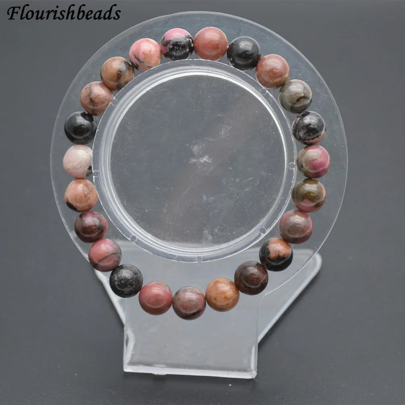Natural Tourmaline Stone Round Beads Elastic Bracelet
