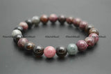 Natural Tourmaline Stone Round Beads Elastic Bracelet