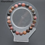 Natural Tourmaline Stone Round Beads Elastic Bracelet
