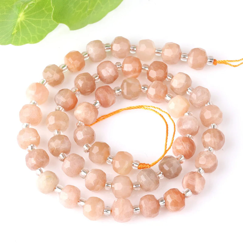 8mm Olive Stone Lapis Apatite Beads with Spacer Beads for Jewelry Making DIY