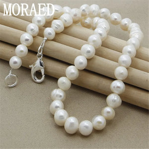 8mm Natural Pearl 925 Sterling Silver Necklace